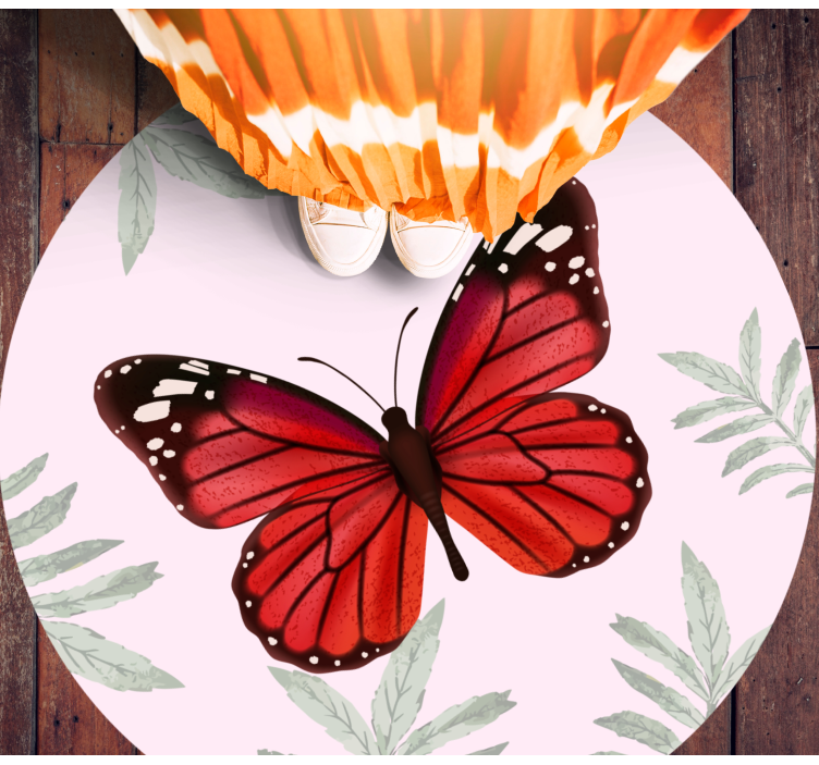 Butterfly Design flower vinyl rug - TenStickers