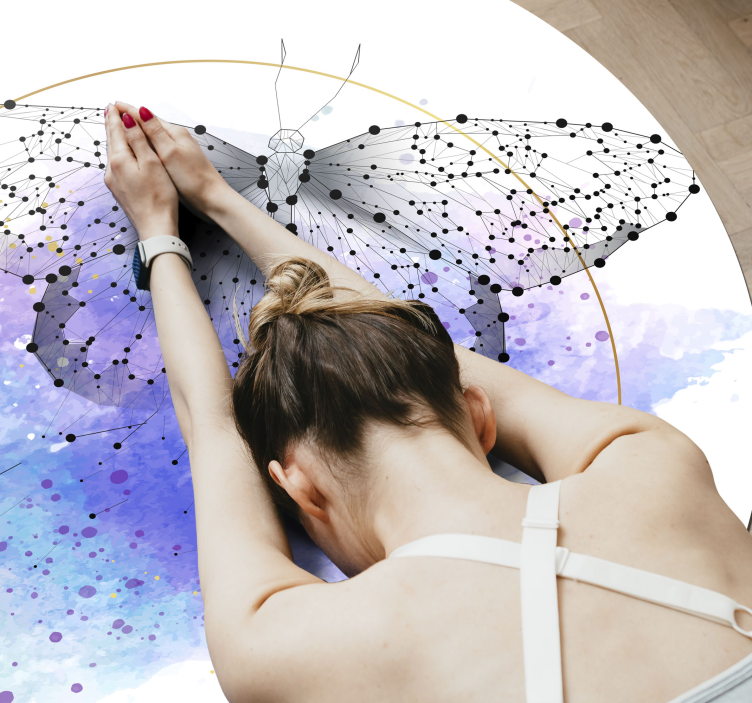 Butterfly Watercolor flower vinyl rug - TenStickers