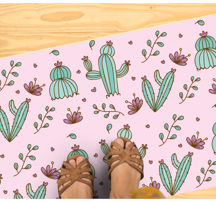 Cactus Floral Pattern flower vinyl rug - TenStickers