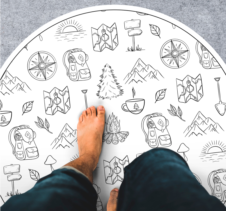 Camping Adventure Icons vinyl rug - TenStickers