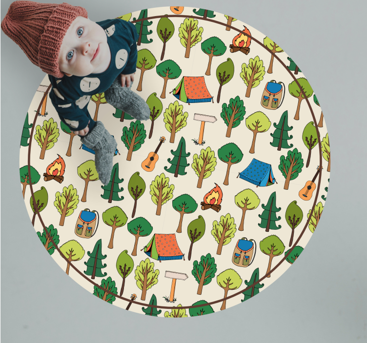 Camping adventure scene vinyl rug - TenStickers