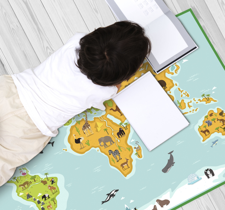 Cartographic Exploration world map vinyl rug - TenStickers