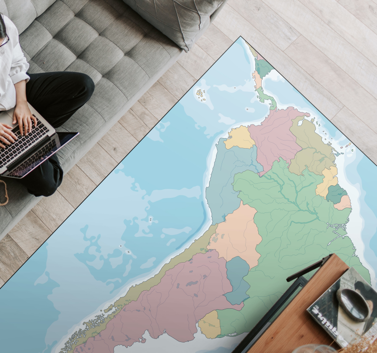 Cartographic Illustration world map vinyl rug - TenStickers