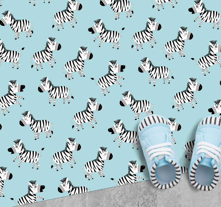 Cartoon Zebras kids vinyl rug - TenStickers