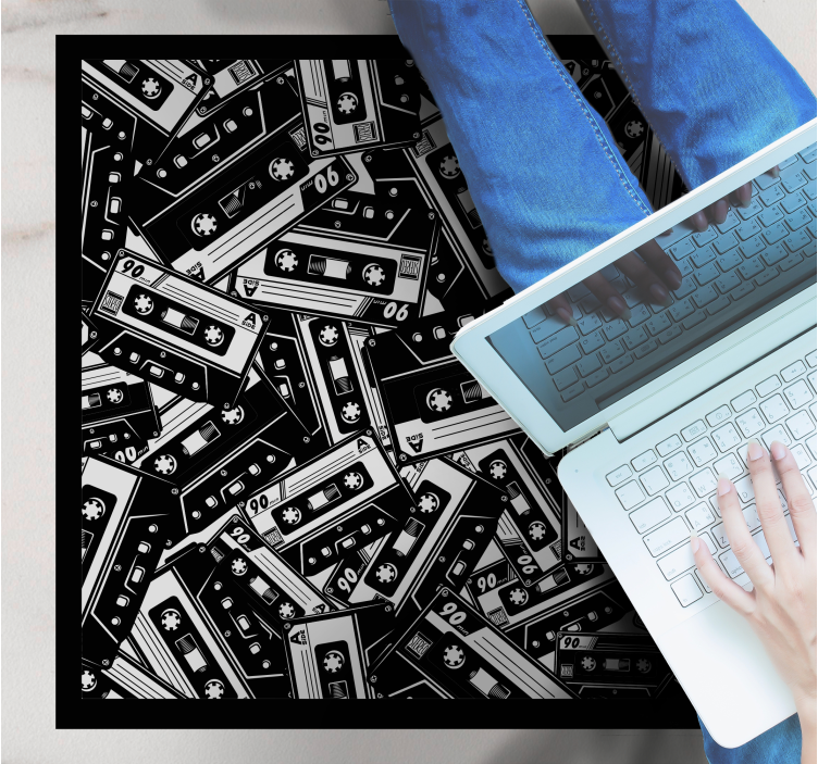 Cassette Tape Motif teenager vinyl rug - TenStickers