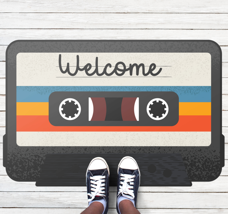 Cassette Welcome Design custom vinyl rug - TenStickers