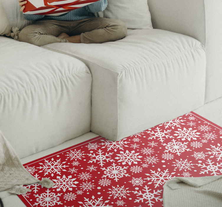 Celebratory Snowflake Motif christmas vinyl rug - TenStickers