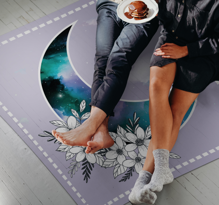 Celestial Blossoms flower vinyl rug - TenStickers