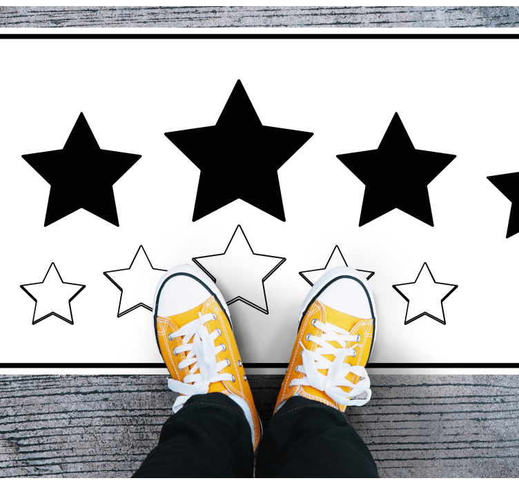 White and black motif star vinyl rug - TenStickers