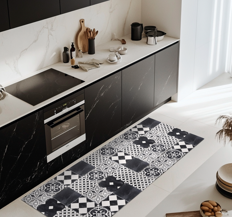 Cement "Ardesia" kitchen vinyl rug - TenStickers