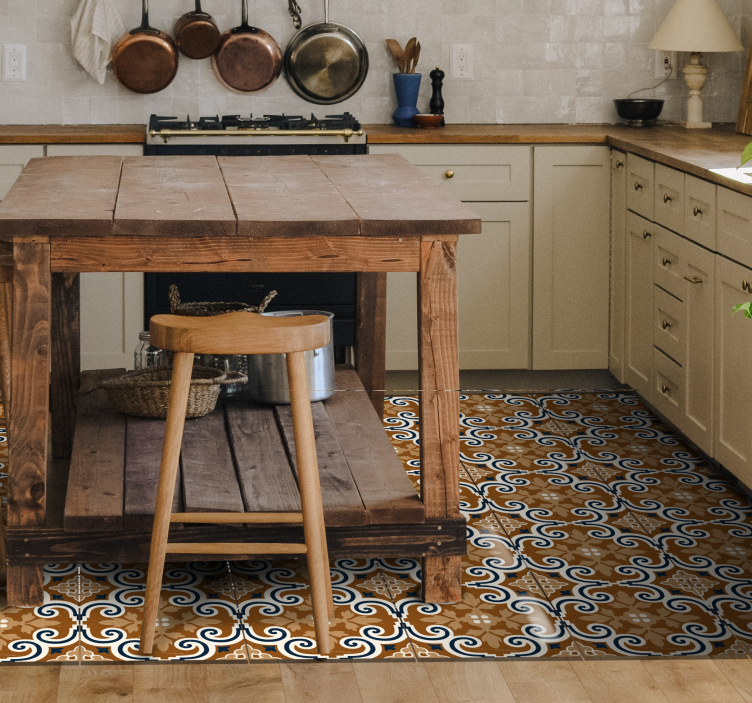 Mediterranean tiles style kitchen vinyl rug - TenStickers