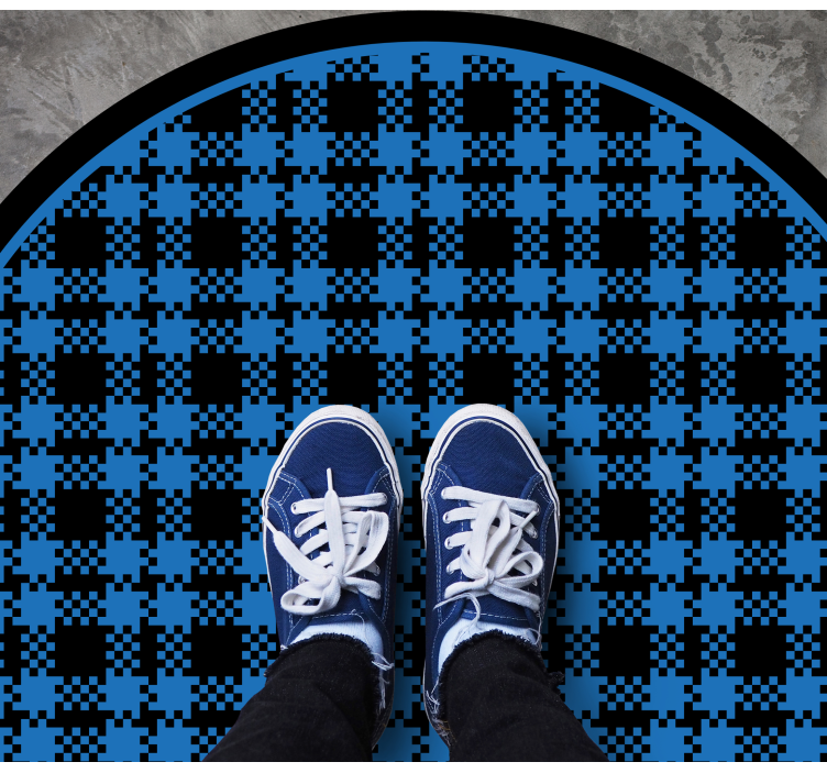 Checked Composition circular vinyl rug - TenStickers