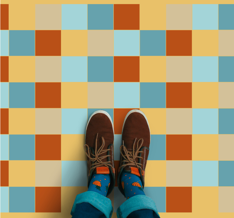 Checkerboard Style geometric vinyl rug - TenStickers