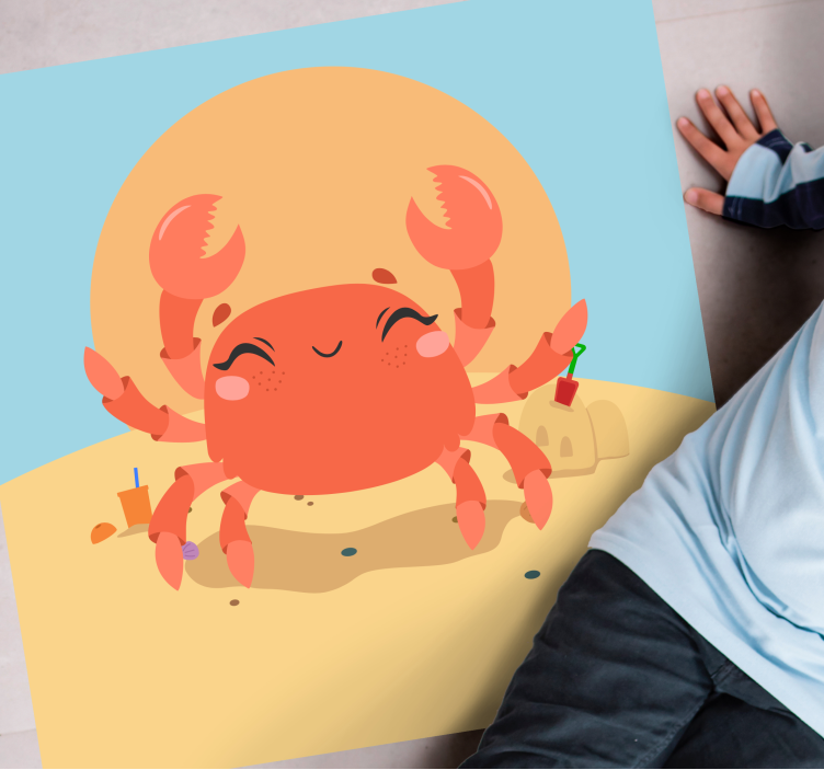Cheerful Cartoon Crab playroom vinyl rug - TenStickers