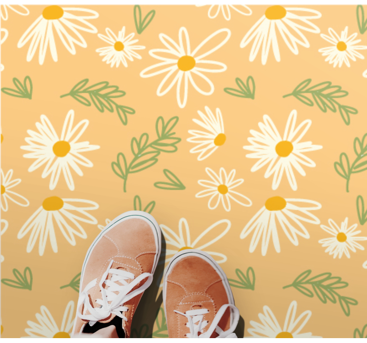 Cheerful Daisy Pattern flower vinyl rug - TenStickers