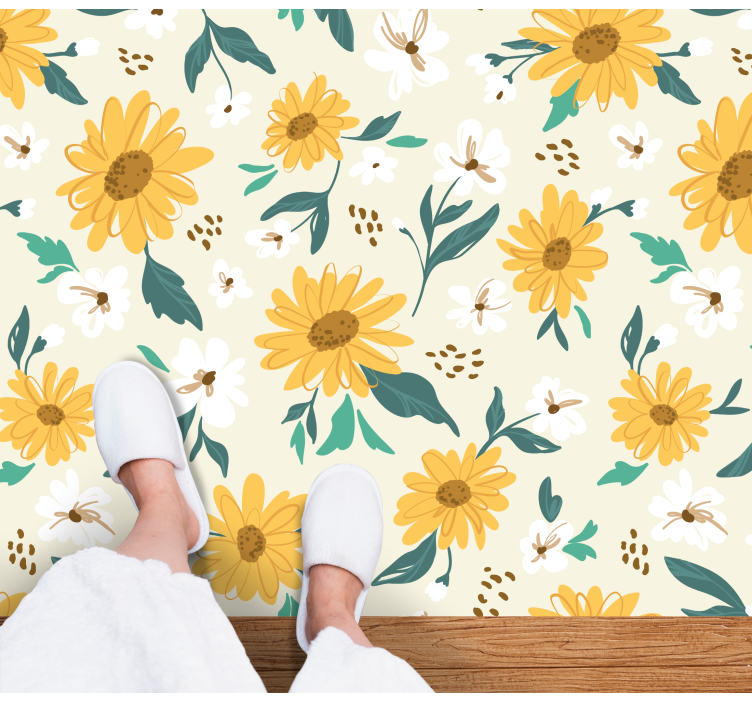 Cheerful Floral Pattern flower vinyl rug - TenStickers