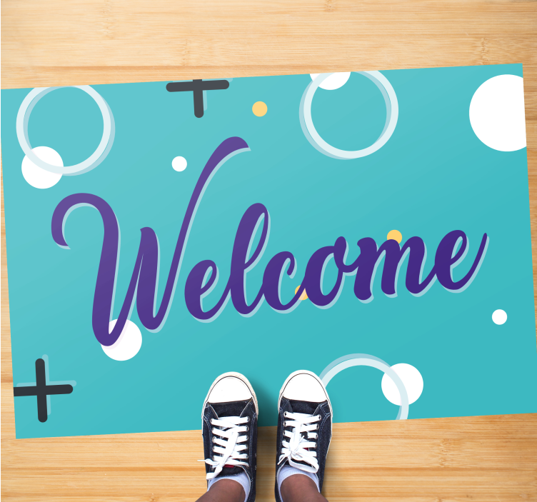 Cheerful Welcome Entrance custom vinyl mat - TenStickers