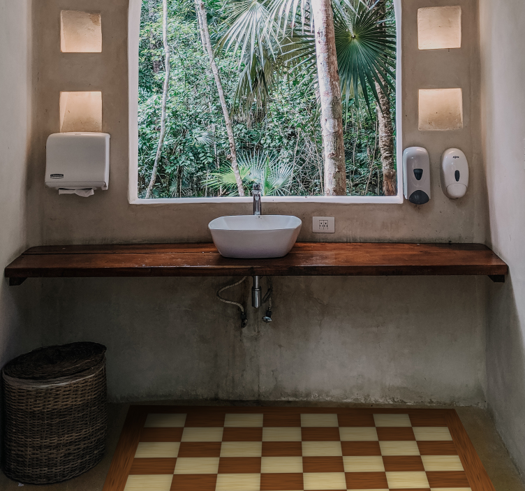 Chessboard bathroom vinyl rug - TenStickers