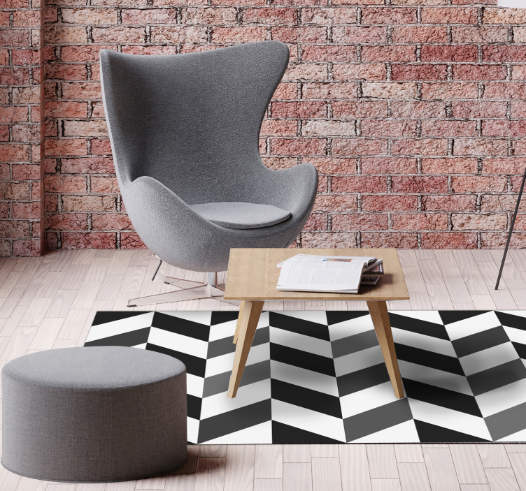 Chevron Contrast geometric vinyl rug - TenStickers