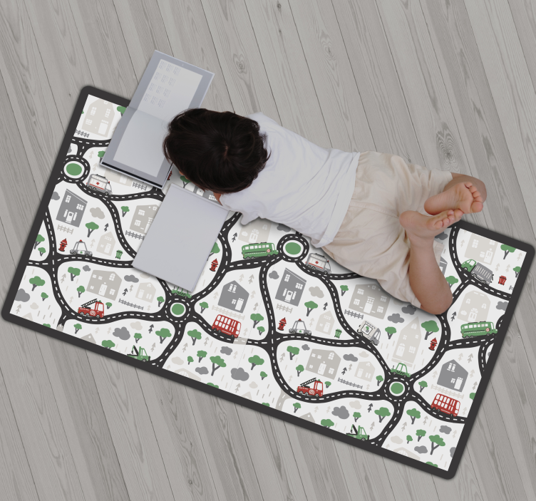 Children's vinyl rug city with highway road rug - TenStickers