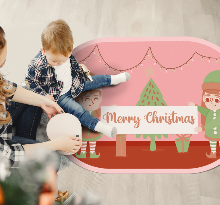 Christmas elves Christmas tree mat - TenStickers