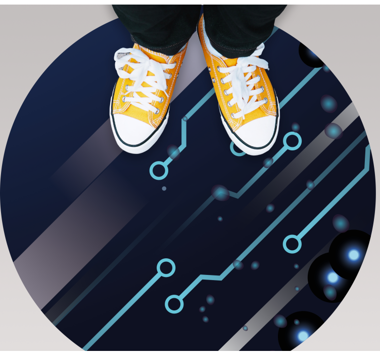 Circuit board pattern teenager vinyl rug - TenStickers