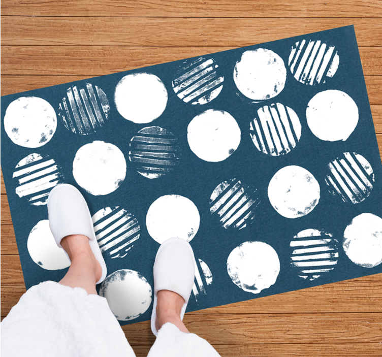 Circular white strokes geometric vinyl rug - TenStickers