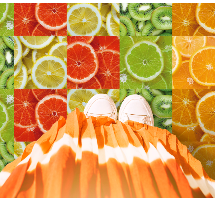 Citrus slice mosaic kitchen vinyl rug - TenStickers