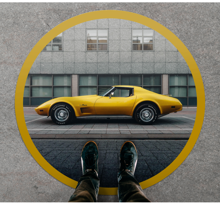 Classic yellow car teenager vinyl rug - TenStickers
