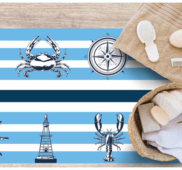 Coastal Nautical Themes bathroom vinyl rug - TenStickers