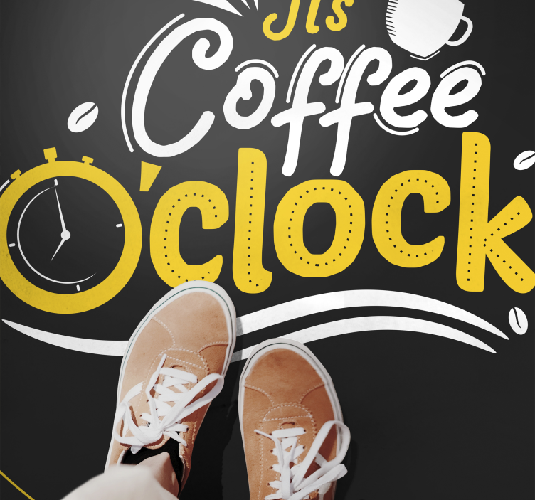 Coffee O'Clock custom vinyl rug - TenStickers