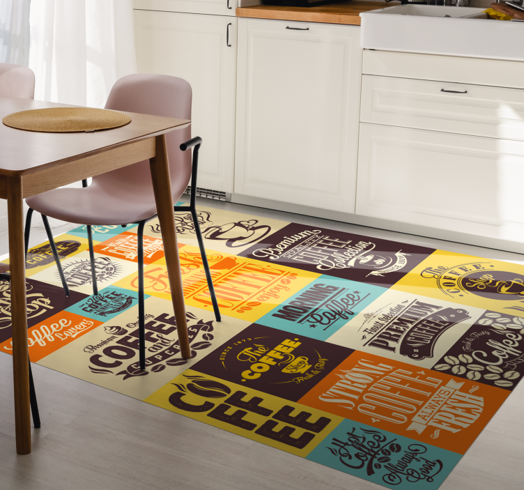 Coffee Typography Collection custom vinyl rug - TenStickers