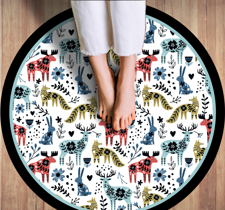Colorful Animal Patterns nursery vinyl rug - TenStickers