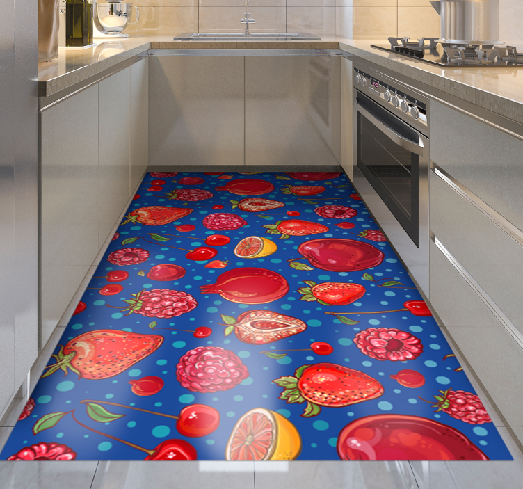 Colorful berry design kitchen vinyl rug - TenStickers