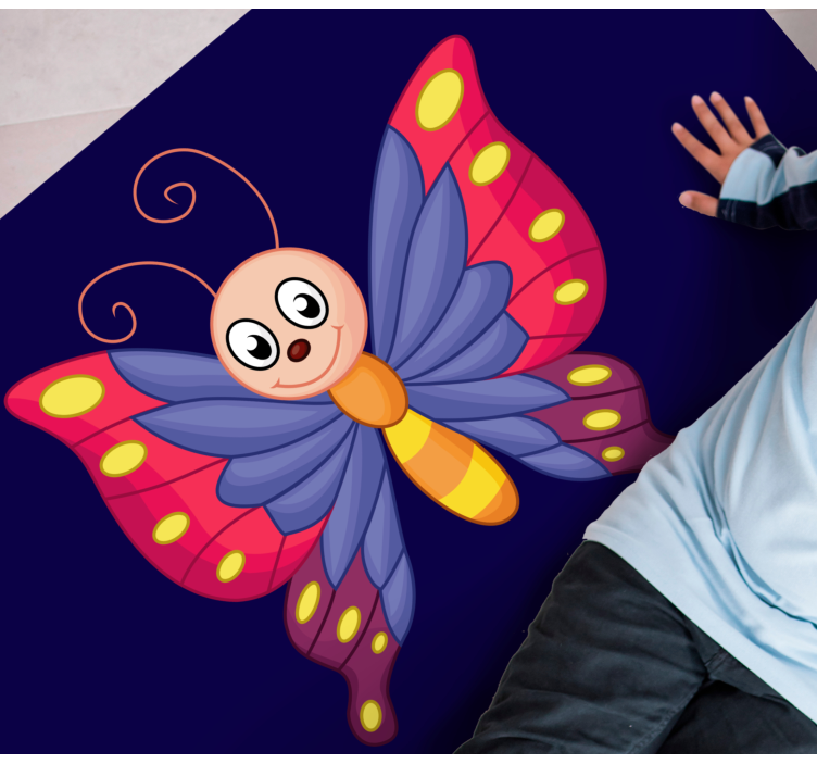 Happy butterfly flying kids vinyl rug - TenStickers