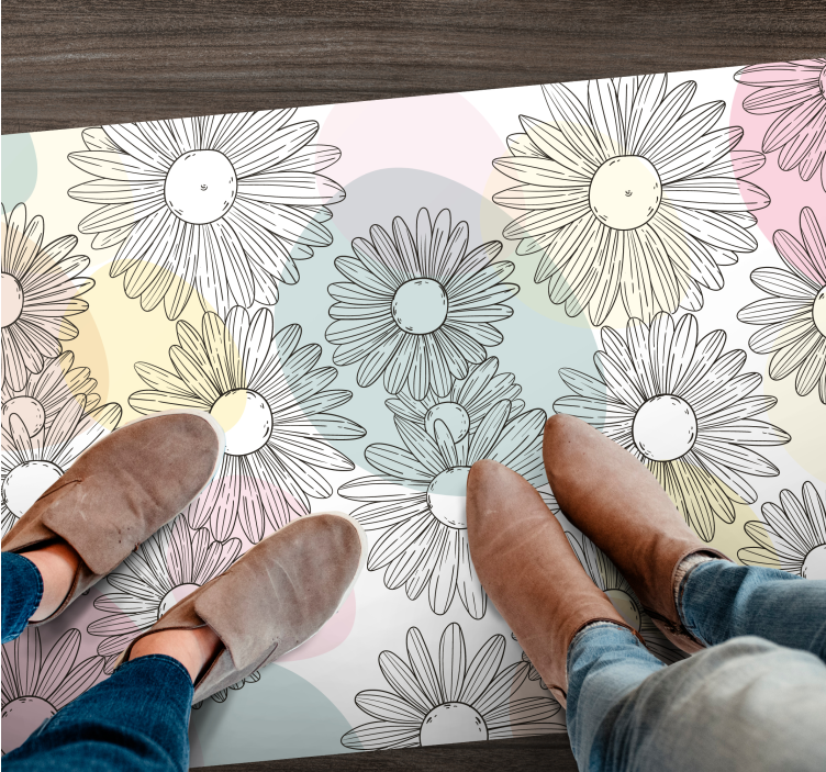 Aquarella daisy design flower vinyl rug - TenStickers