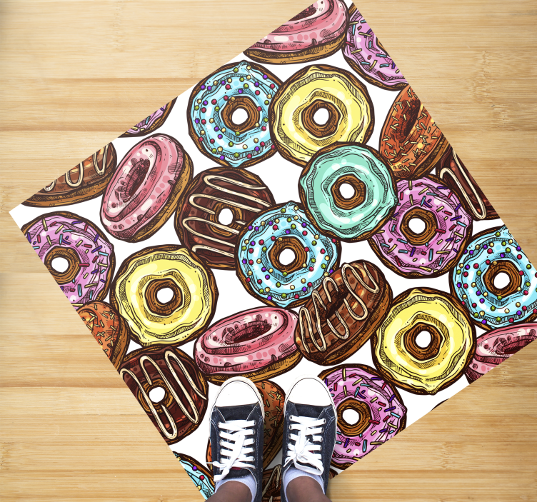 Colorful Donut Collection vinyl rug - TenStickers