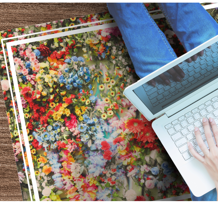 Colorful floral motif nature vinyl rug - TenStickers