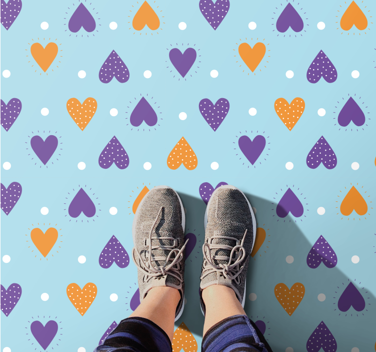 Colorful heart pattern teenager vinyl rug - TenStickers
