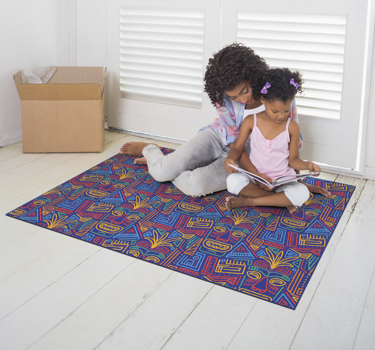 Colorful Mandala Pattern Overlay ethnic vinyl rug - TenStickers