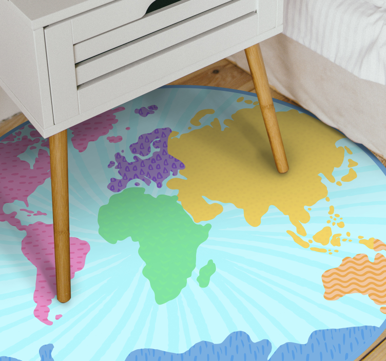 Colorful pastel colors  world map rug - TenStickers
