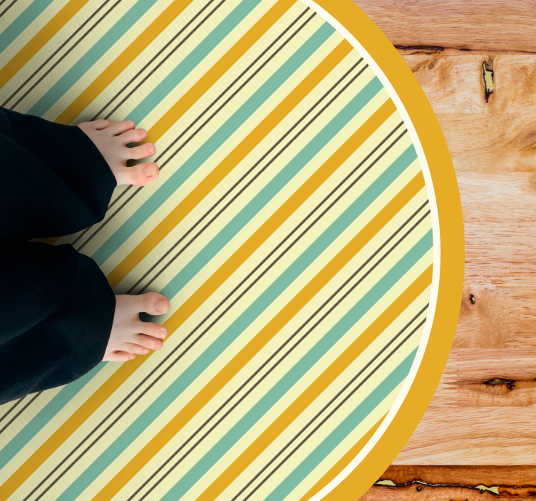 Stripes vinyl rug with round yellow patterns - TenStickers