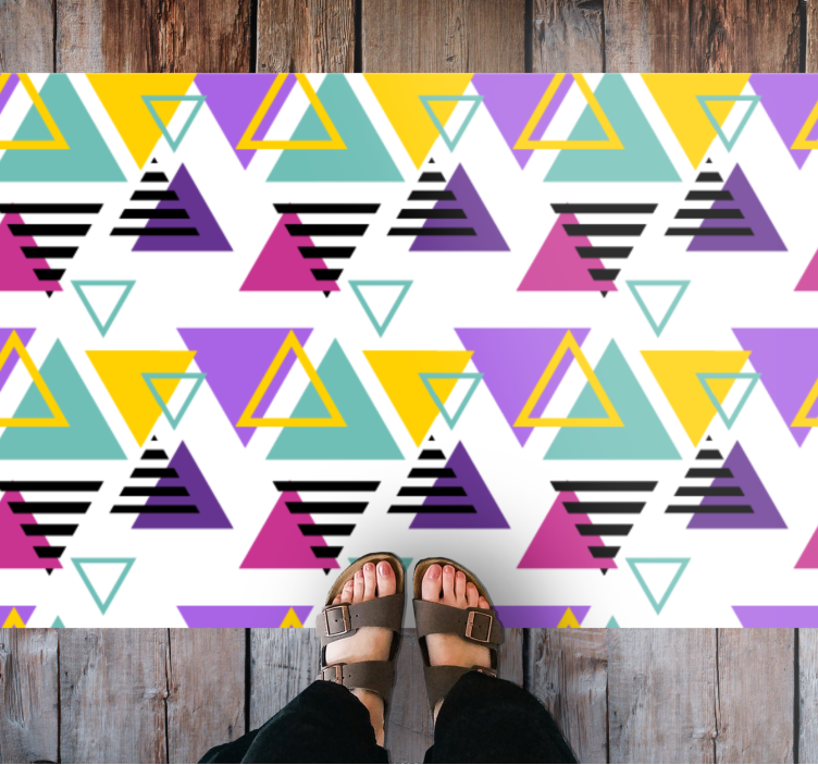 Colorful Triangle Arrangement geometric vinyl rug - TenStickers