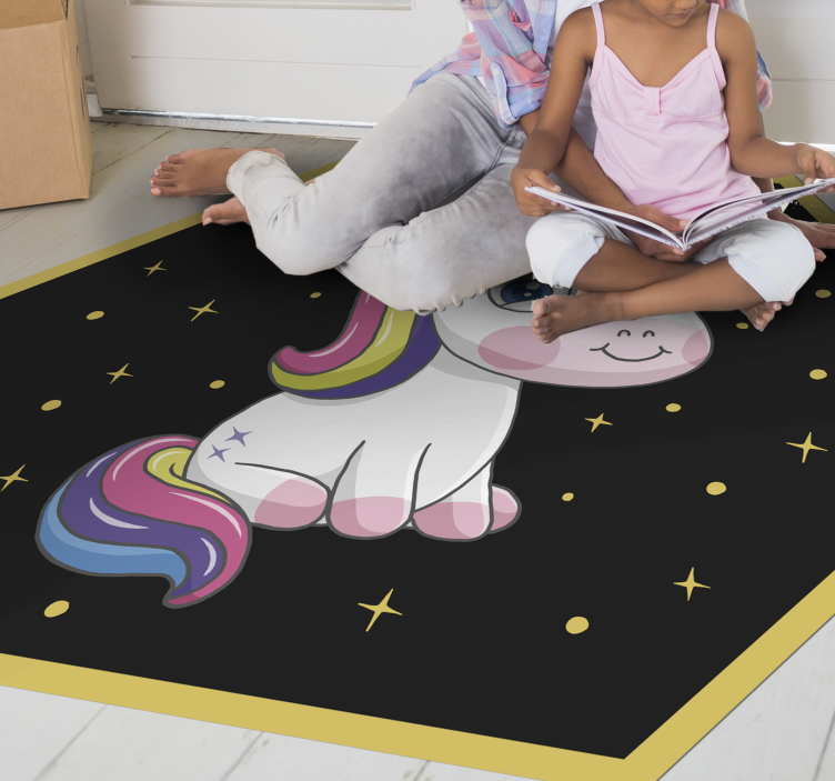 Colorful Unicorn Delight kids vinyl rug - TenStickers