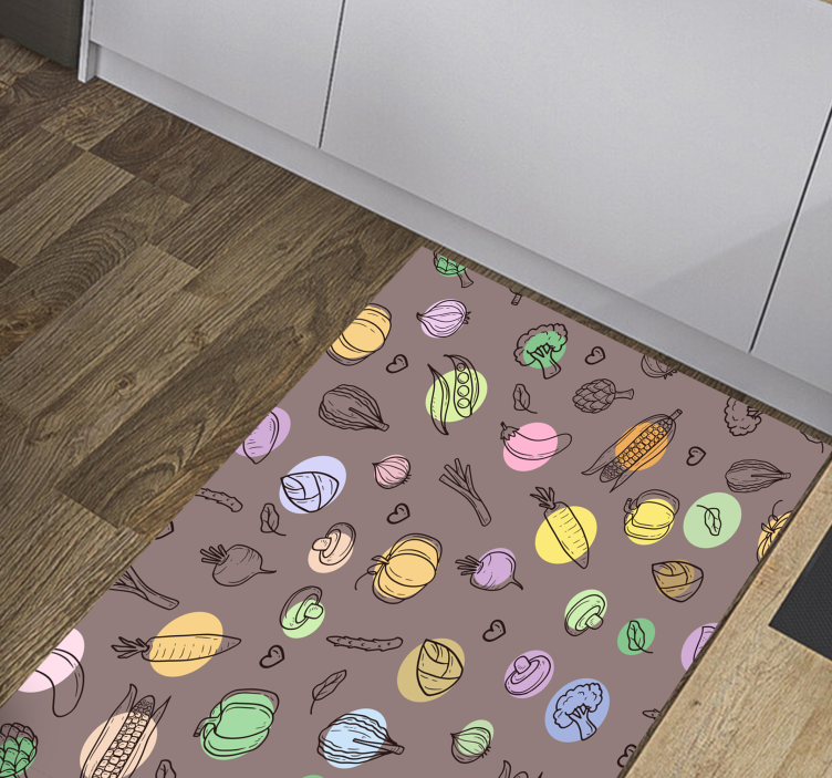 Colorful vegetable pattern kitchen vinyl rug - TenStickers