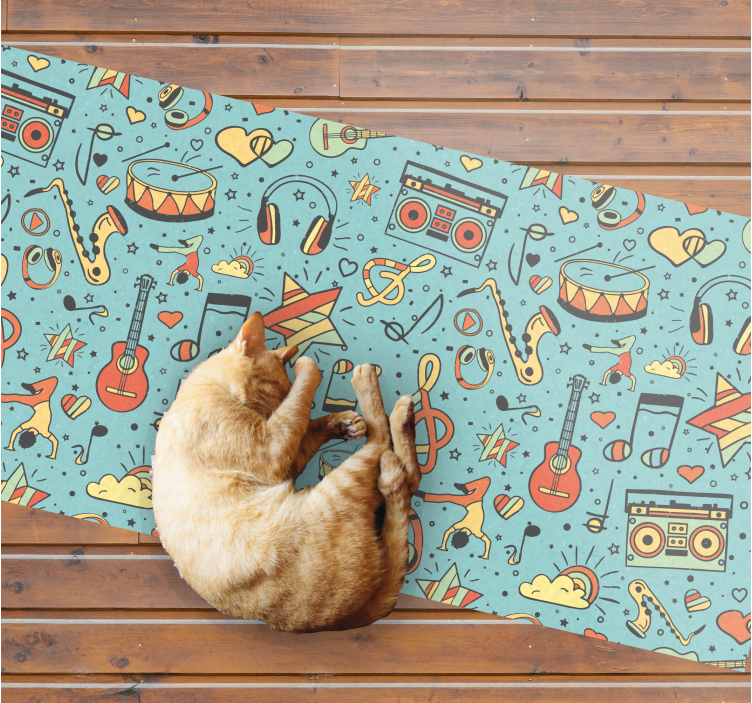 Colorful vintage musical notes rectangular rug - TenStickers