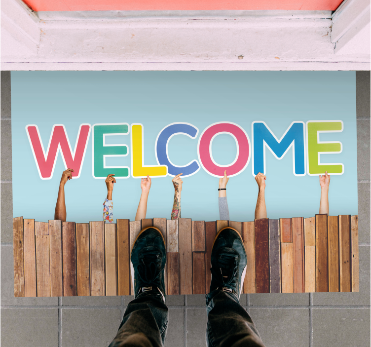 Colorful Welcome Entry custom vinyl mat - TenStickers