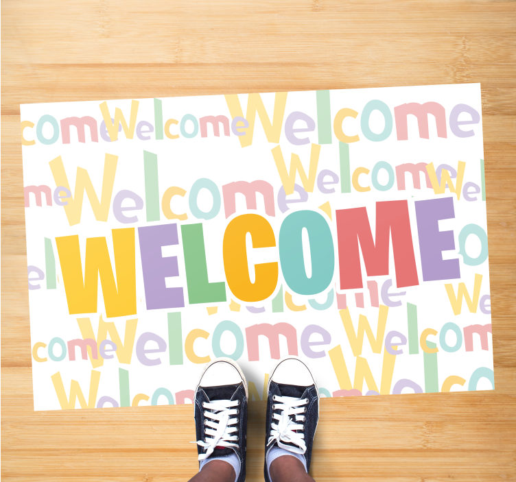 Colorful Welcome Typography custom vinyl mat - TenStickers