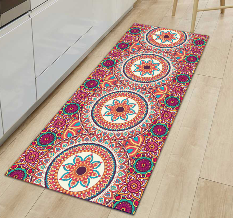 Colourful mandala patchwork tile carpet - TenStickers
