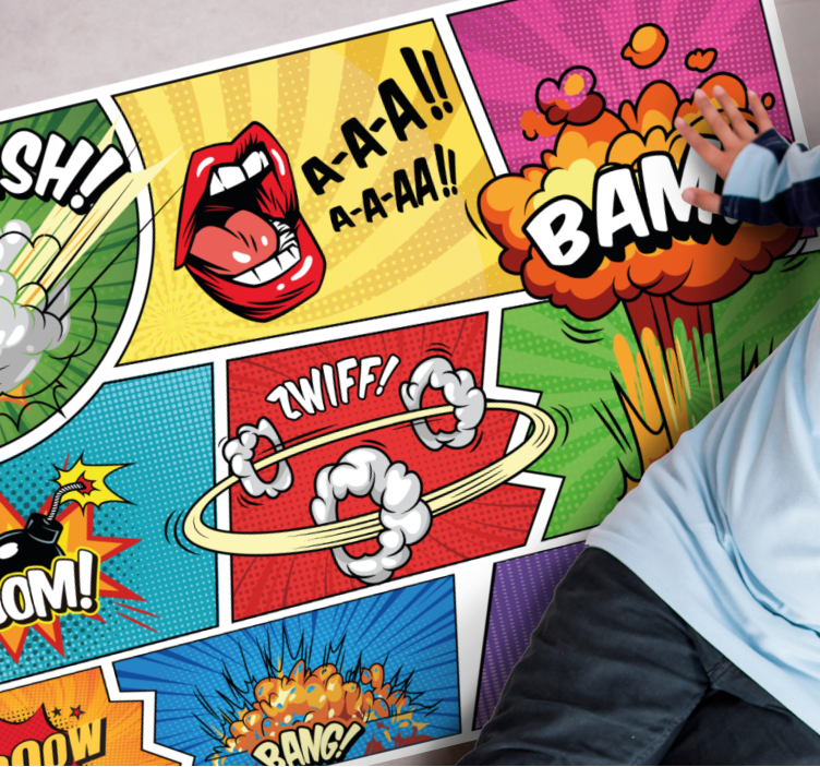 Comic Book Action teenager vinyl rug - TenStickers